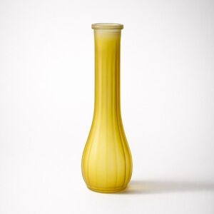 Yellow Frosted Glass Bud Vase
